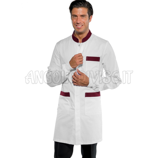ISACCO CAMICE DOVER POLSI IN MAGLIA BIANCO+BORDEAUX 65% POLYESTER  35% COTTON