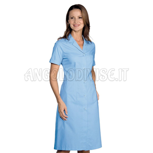 ISACCO CAMICE DONNA M/M AZZURRO 65% POLYESTER  35% COTTON