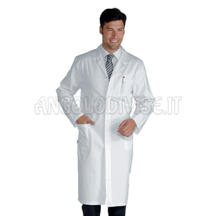 ISACCO CAMICE MEDICO BIANCO CM 110 BOTTONI A PRESSIONE 100 % COTTON