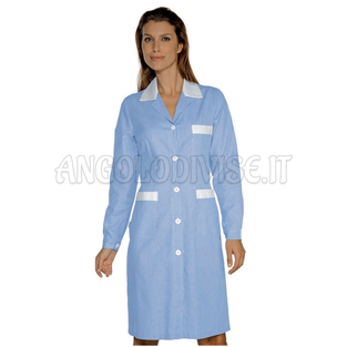 ISACCO CAMICE POSITANO RIGATINO AZZURRO+BIANCO 100 % COTTON