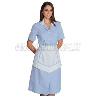 ISACCO CAMICE LIPARI CON GREMBIULINO M/M R.AZZURRO 100% COTTON PIQUET