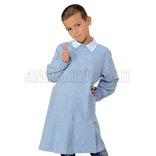ISACCO GREMBIULINO POLLICINO RIGATINO AZZURRO 100% COTTON PIQUET