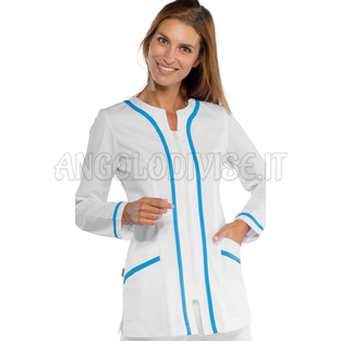 ISACCO CASACCA ARUBA BIANCO+TURCHESE 65% POLYESTER  35% COTTON