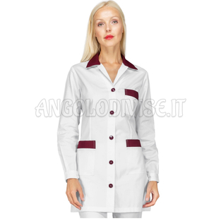 ISACCO CASACCA MARBELLA BIANCO+BORDEAUX 65% POLYESTER  35% COTTON