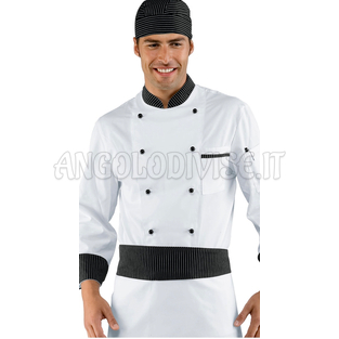 ISACCO GIACCA CUOCO VIENNA NERO 65% POLYESTER  35% COTTON