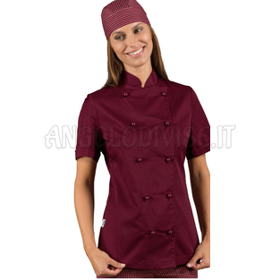 ISACCO GIACCA LADYCHEF M/M BURGUNDY 65% POLYESTER  35% COTTON