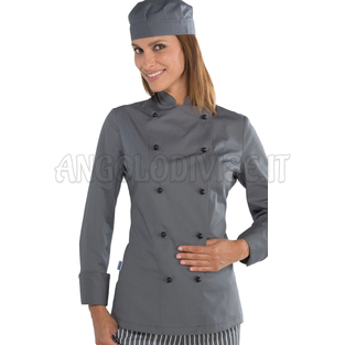 ISACCO GIACCA LADYCHEF GRIGIO 65% POLYESTER  35% COTTON