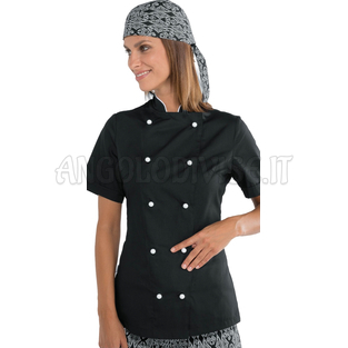 ISACCO GIACCA LADY EXTRA LIGHT MEZZA MANICA NERO + BIANCO 65% POLYESTER  35% COTTON