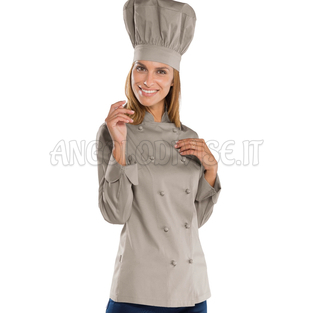 ISACCO GIACCA LADYCHEF TORTORA 65% POLYESTER  35% COTTON