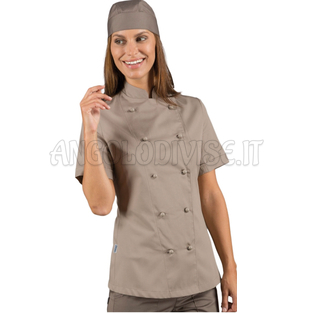 ISACCO GIACCA LADYCHEF M/M TORTORA 65% POLYESTER  35% COTTON