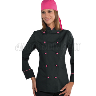 ISACCO GIACCA LADY EXTRA LIGHT NERO+FUXIA 65% POLYESTER  35% COTTON