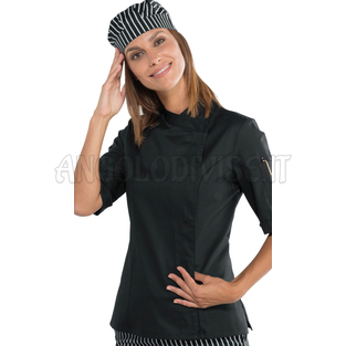 ISACCO GIACCA LADY SNAPS MEZZA MANICA NERO 65% POLYESTER  35% COTTON