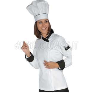 ISACCO GIACCA LADY SNAPS BIANCO+NERO 100 % COTTON