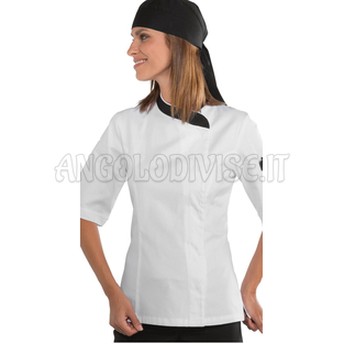 ISACCO GIACCA LADY SNAPS MEZZA MANICA BIANCO+NERO 100 % COTTON