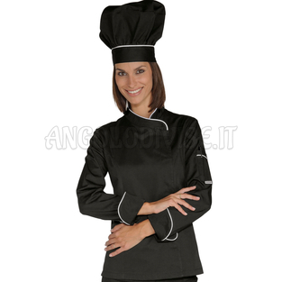 ISACCO GIACCA LADY SNAPS NERO+BIANCO 65% POLYESTER  35% COTTON