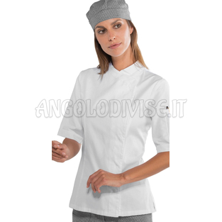ISACCO GIACCA LADY SNAPS EXTRALIGHT M/M SUPER STRETCH BIANCO 97% COTTON  3% SPANDEX