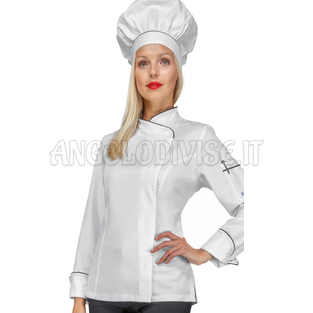 ISACCO GIACCA LADY SNAPS BOHEME BIANCO + NERO 100% POLYESTER BOHÉME