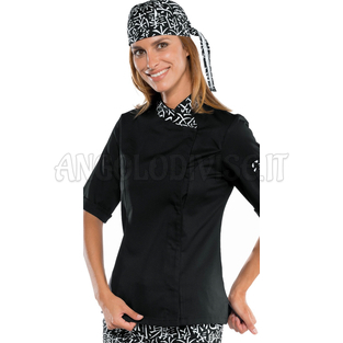ISACCO GIACCA LADY SNAPS MEZZA MANICA NERO+SUSHI 01 65% POLYESTER  35% COTTON
