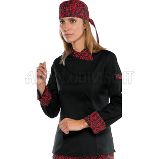 ISACCO GIACCA LADY SNAPS NERO+SUSHI 07 65% POLYESTER  35% COTTON