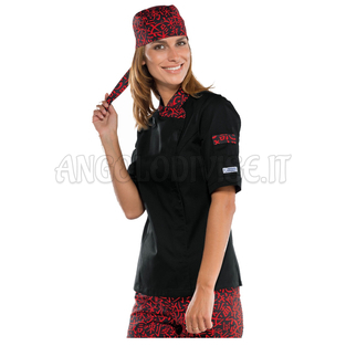 ISACCO GIACCA LADY SNAPS MEZZA MANICA NERO+SUSHI 07 65% POLYESTER  35% COTTON