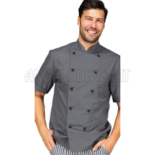 ISACCO GIACCA CUOCO GRIGIO MEZZA MANICA 65% POLYESTER  35% COTTON