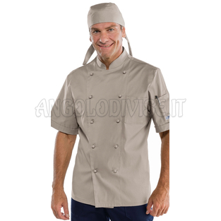 ISACCO GIACCA CUOCO TORTORA MEZZA MANICA 65% POLYESTER  35% COTTON
