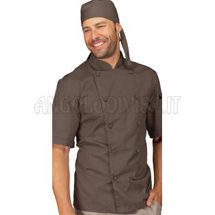 ISACCO GIACCA CUOCO FANGO MEZZA MANICA 65% POLYESTER  35% COTTON