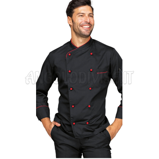 ISACCO GIACCA PANAMA SLIM NERO + ROSSO 65% POLYESTER  35% COTTON