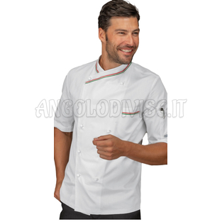 ISACCO GIACCA PANAMA SLIM M/M BIANCO + TRICOLORE 100 % COTTON