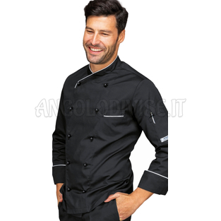 ISACCO GIACCA PANAMA SLIM NERO + BIANCO 65% POLYESTER  35% COTTON