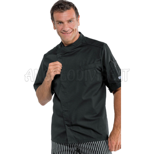 ISACCO GIACCA CUOCO BILBAO MEZZA MANICA NERO 65% POLYESTER  35% COTTON