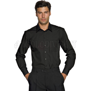 ISACCO CAMICIA UOMO CARTAGENA SLIM STRETCH NERO 97% COTTON  3% SPANDEX