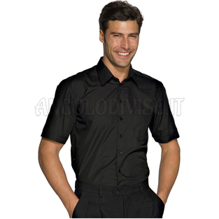 ISACCO CAMICIA UOMO CARTAGENA SLIM M/M NERO 65% POLYESTER  35% COTTON