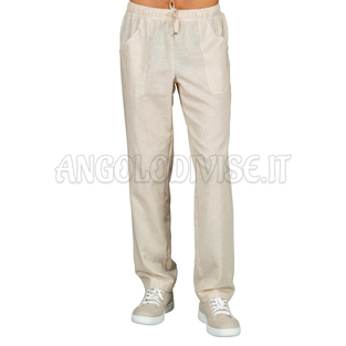 ISACCO PANTALONE C/ELASTICO LINO 60% COTTON 40% LINEN