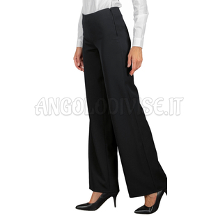 ISACCO PANTALONE PALAZZO NERO 96% POLYESTER 4% SPANDEX - SUPER STRETCH