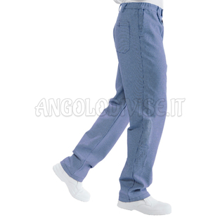 ISACCO PANTALONE CUOCO PIED DE POULE BLU 100 % COTTON