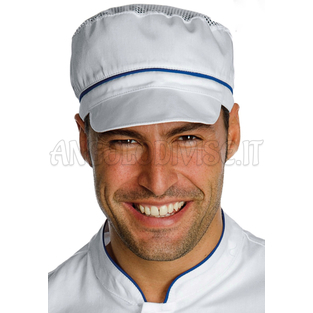 ISACCO CAPPELLO CHARLY CON RETE BIANCO+BLU CINA 65% POLYESTER  35% COTTON