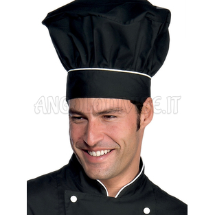 ISACCO CAPPELLO CUOCO NERO+BIANCO 65% POLYESTER  35% COTTON