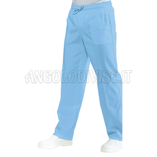 ISACCO PANTALONE C/ELASTICO CELESTE 100 % COTTON