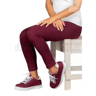 ISACCO LONG LEGGINGS BORDEAUX 97% COTTON  3% SPANDEX