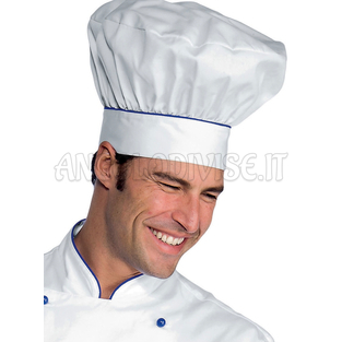 ISACCO CAPPELLO CUOCO BIANCO+BLU CINA 100 % COTTON