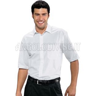 ISACCO CAMICIA UOMO M/M BIANCO COTONE 100 % COTTON