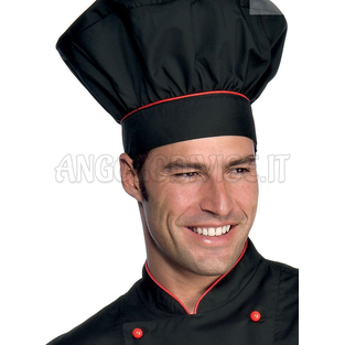 ISACCO CAPPELLO CUOCO NERO+ROSSO 65% POLYESTER  35% COTTON