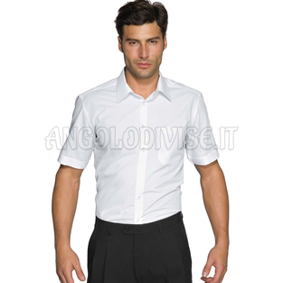 ISACCO CAMICIA UOMO CARTAGENA SLIM STRETCH M/M BIANCO 97% COTTON  3% SPANDEX