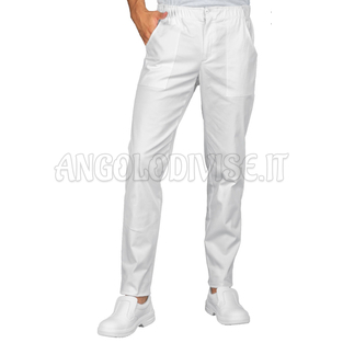 ISACCO PANTALONE UOMO VERMONT SUPER STRETCH BIANCO 97% COTTON  3% SPANDEX