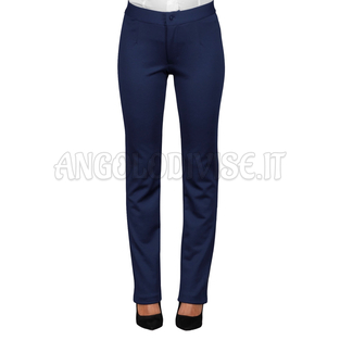 ISACCO PANTALONE TRENDY JERSEY MILANO BLU 96% POLYESTER 4% SPANDEX