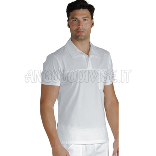 ISACCO POLO MIAMI UNISEX STRETCH BIANCO 97% COTTON  3% SPANDEX