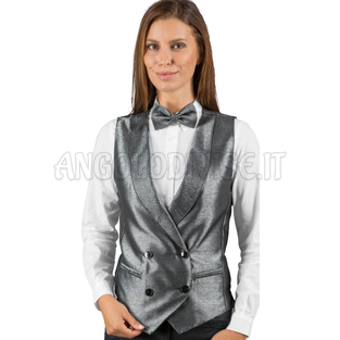 ISACCO GILET UNISEX DOPPIOPETTO LUREX SILVER 100 % POLYESTER