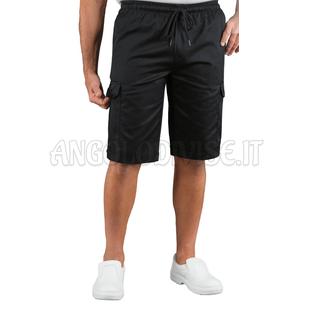 ISACCO PANTACARGO SHORT NERO 65% POLYESTER  35% COTTON