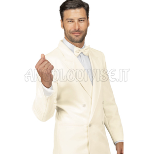 ISACCO GIACCA DOPPIO PETTO COLLO LANCIA CREME 100 % POLYESTER